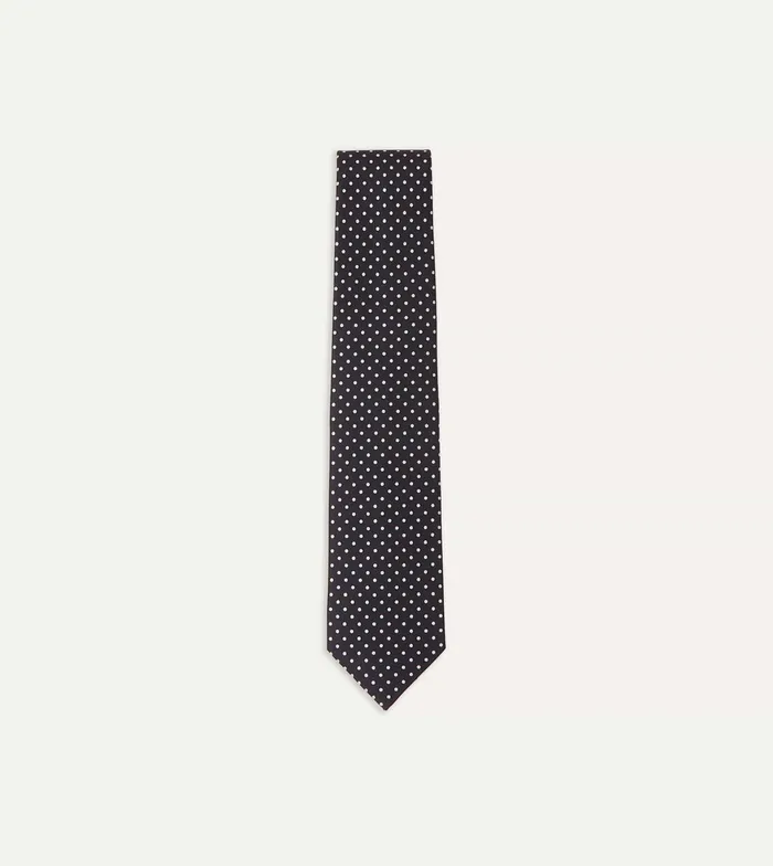 Drake039s Navy Small Dot Silk Tipped Tie Men Patterned Ties