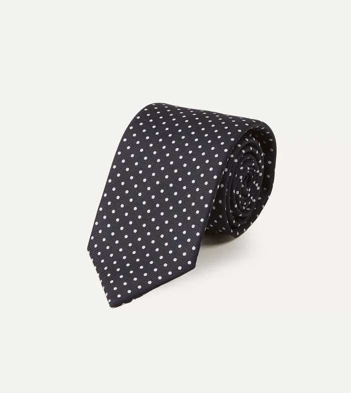 Drake039s Navy Small Dot Silk Tipped Tie Men Patterned Ties
