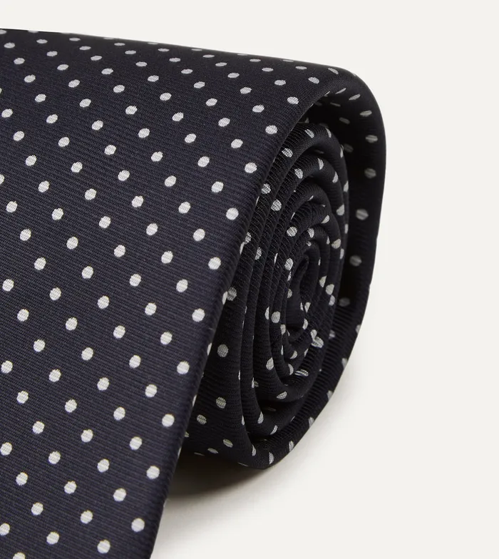 Drake039s Navy Small Dot Silk Tipped Tie Men Patterned Ties