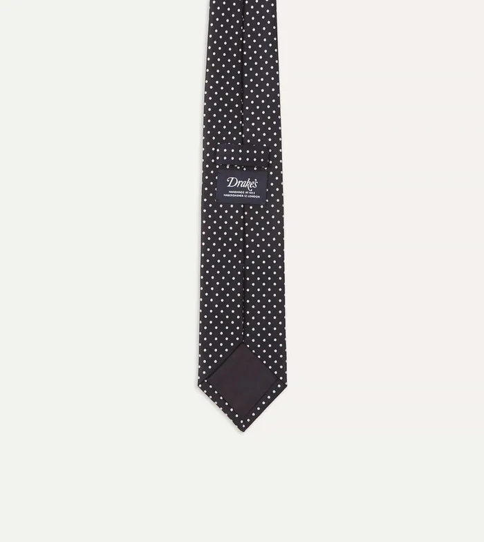 Drake039s Navy Small Dot Silk Tipped Tie Men Patterned Ties