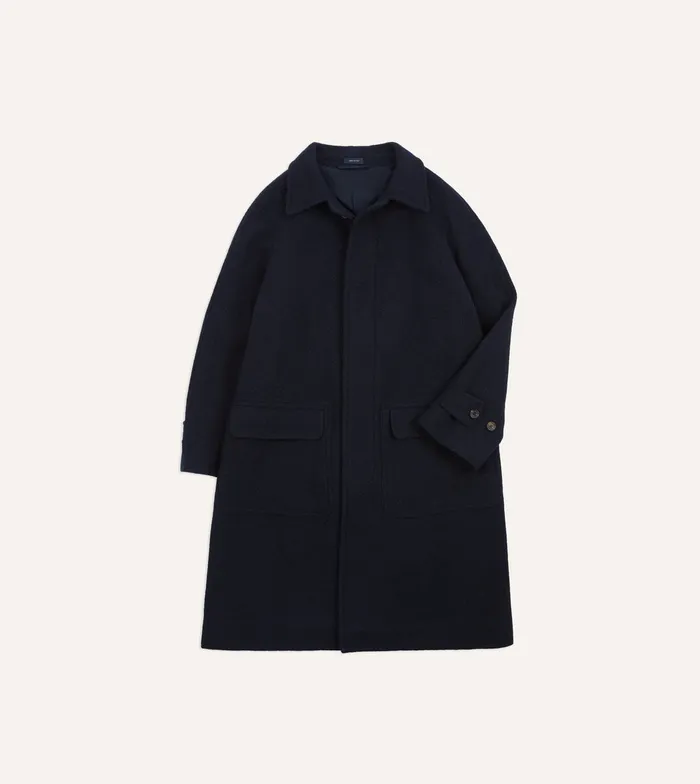 Drake039s Navy Wool Raglan Coat Men Coats and Jackets