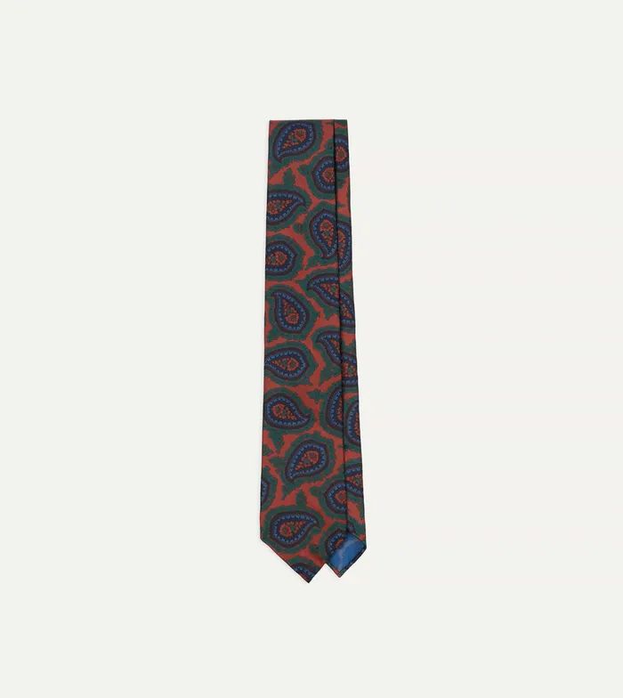 Drake039s Red Big Paisley Print 40oz Madder Silk Tie Men Patterned Ties