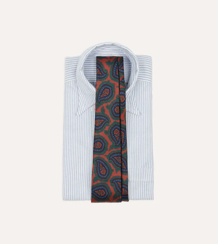 Drake039s Red Big Paisley Print 40oz Madder Silk Tie Men Patterned Ties