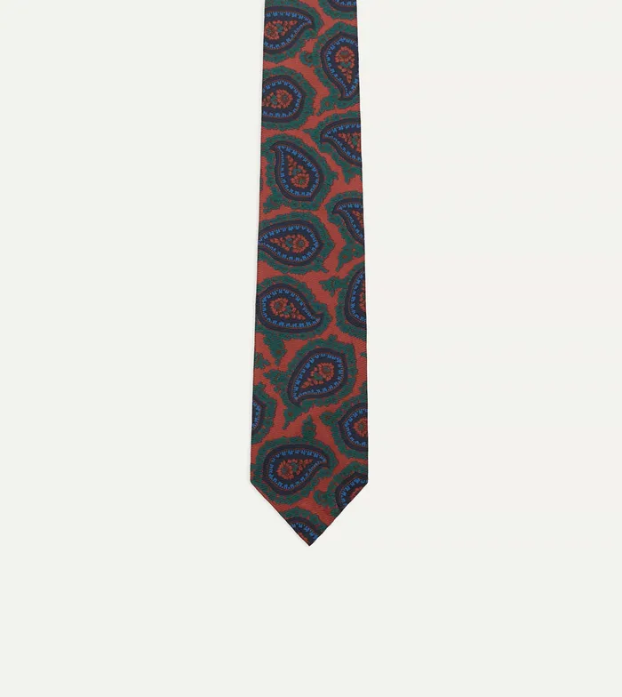 Drake039s Red Big Paisley Print 40oz Madder Silk Tie Men Patterned Ties