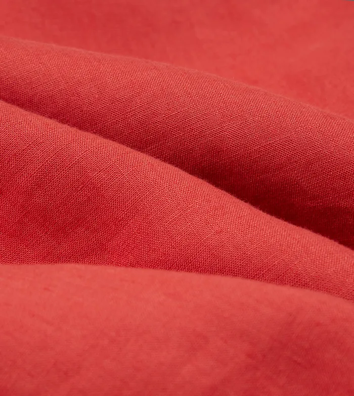Drake039s Red Linen Spread Collar Shirt Men Linen Shirts