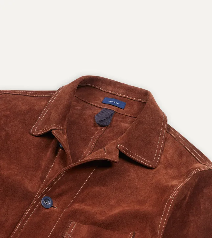 Drake039s Rust Heavyweight Suede FivePocket Chore Jacket Men Coats and Jackets