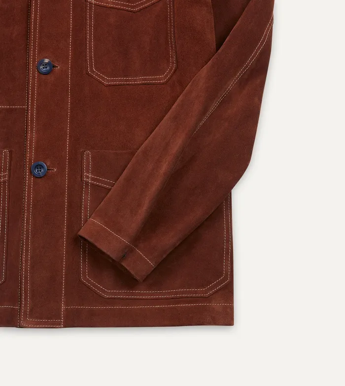 Drake039s Rust Heavyweight Suede FivePocket Chore Jacket Men Coats and Jackets