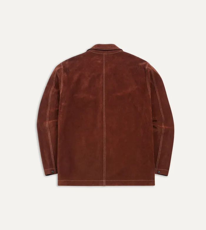 Drake039s Rust Heavyweight Suede FivePocket Chore Jacket Men Coats and Jackets