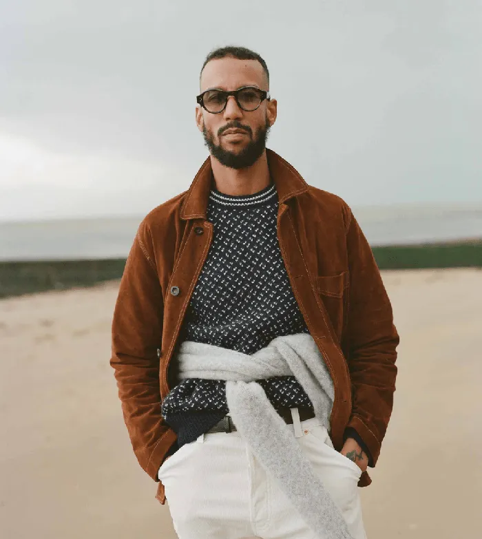 Drake039s Rust Heavyweight Suede FivePocket Chore Jacket Men Coats and Jackets