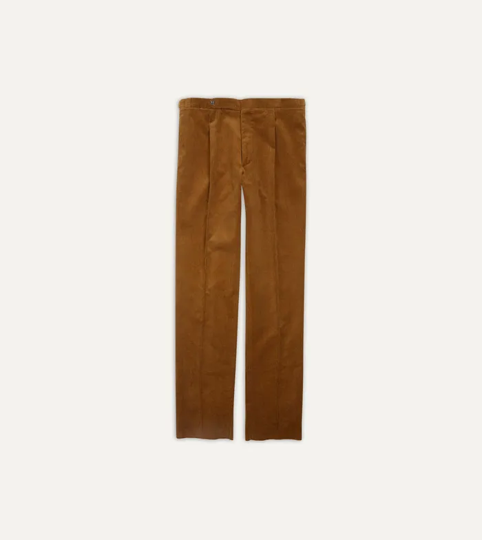 Drake039s Tan MidWale Corduroy Single Pleat Trouser Men Trousers