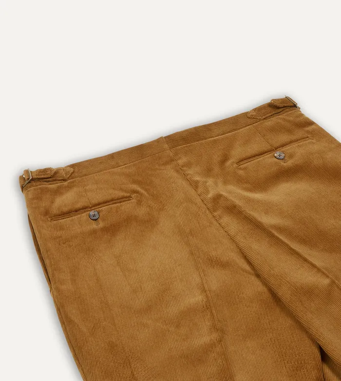 Drake039s Tan MidWale Corduroy Single Pleat Trouser Men Trousers