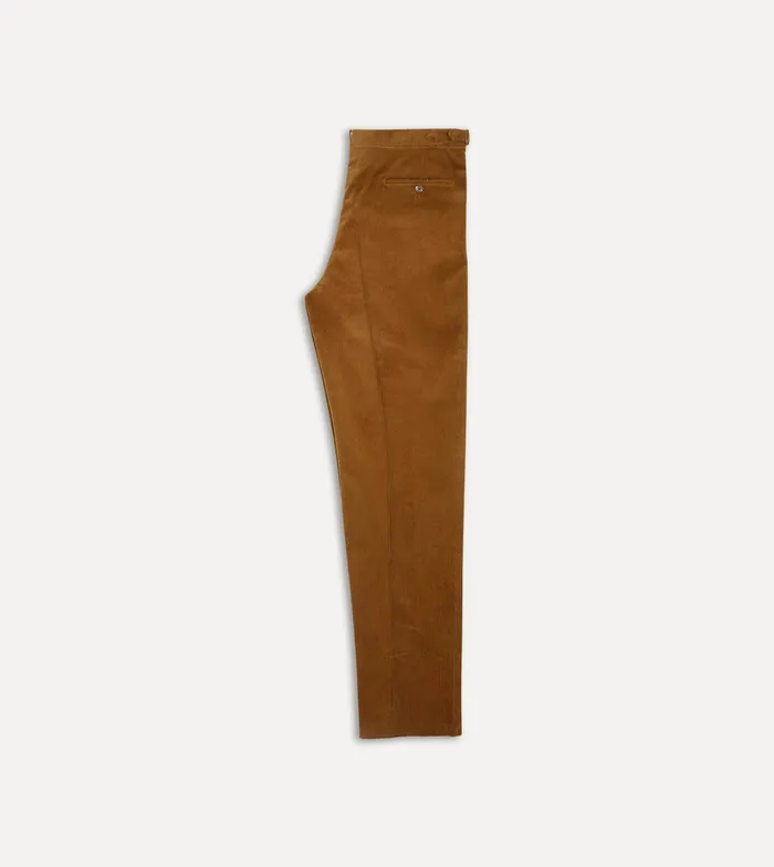 Drake039s Tan MidWale Corduroy Single Pleat Trouser Men Trousers