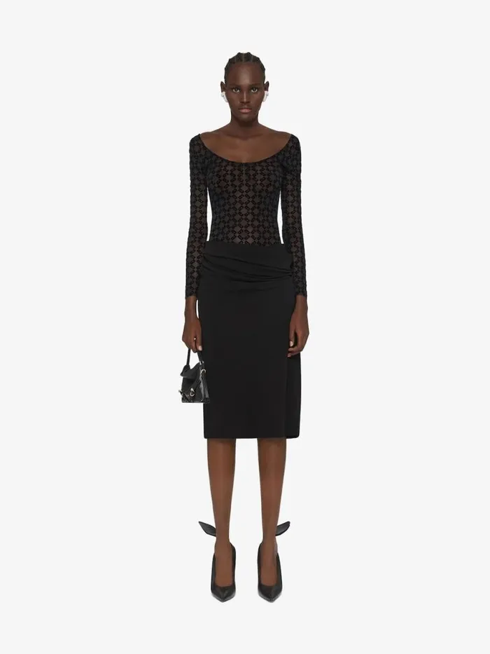 Draped Dress In Jersey And Monogram 72 Tulle Black Women Givenchy Dresses