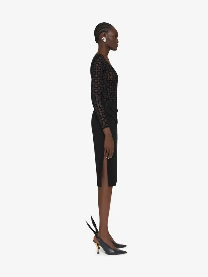Draped Dress In Jersey And Monogram 72 Tulle Black Women Givenchy Dresses