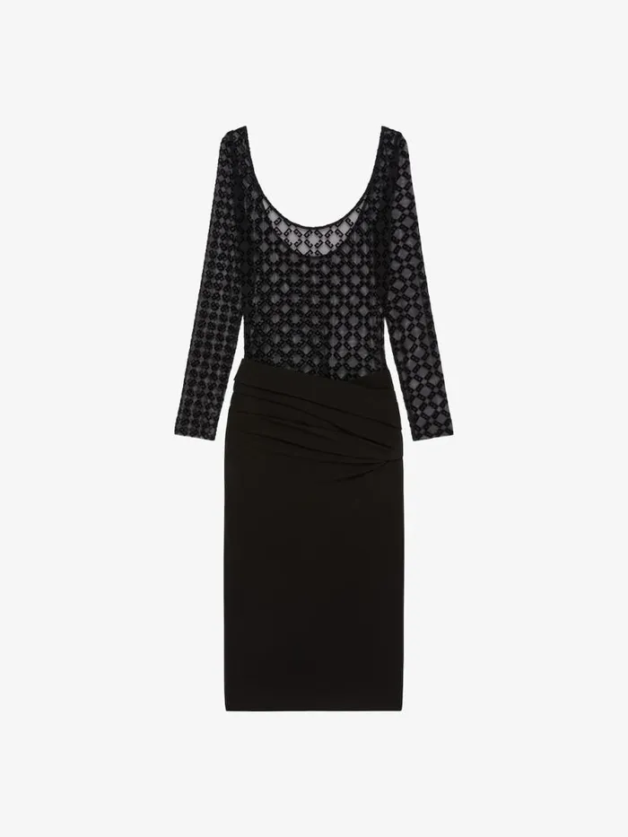 Draped Dress In Jersey And Monogram 72 Tulle Black Women Givenchy Dresses