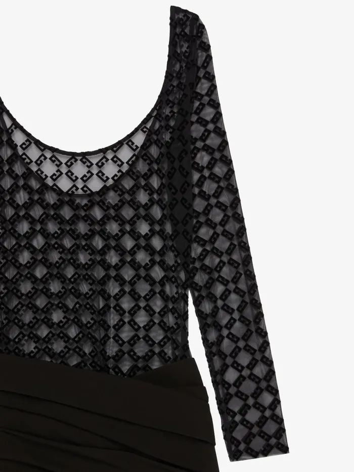 Draped Dress In Jersey And Monogram 72 Tulle Black Women Givenchy Dresses