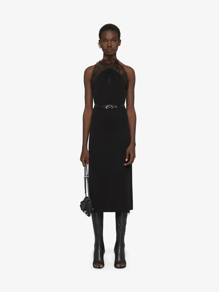 Dress In Crepe With Lace Black Women Givenchy Dresses