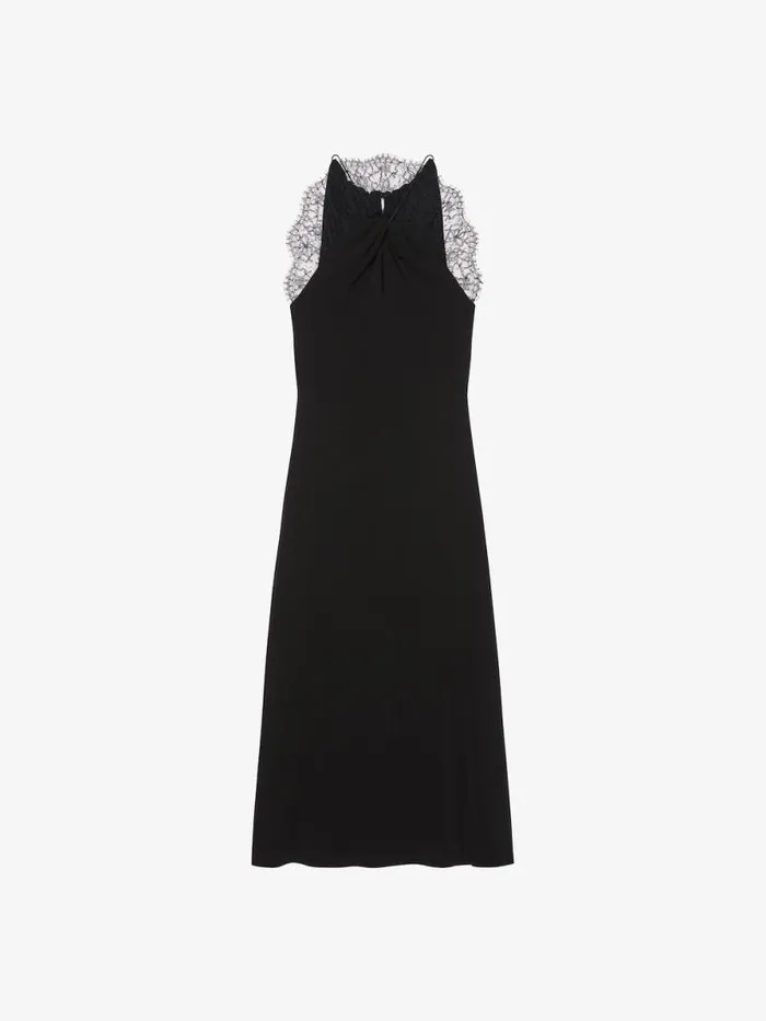Dress In Crepe With Lace Black Women Givenchy Dresses