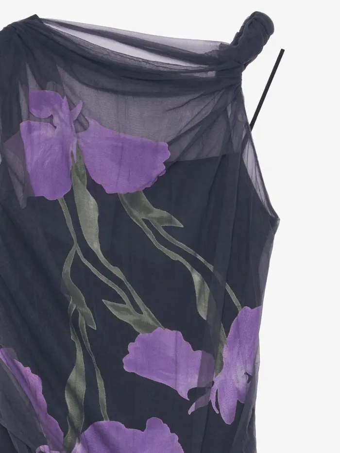 Dress In Floral Dvor Satin Jersey Blackpurple Women Givenchy Dresses