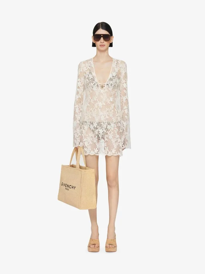 Dress In Lace With 4g Detail Ecru Women Givenchy Dresses