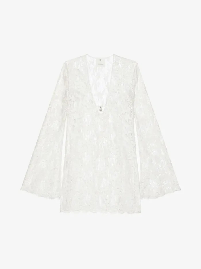 Dress In Lace With 4g Detail Ecru Women Givenchy Dresses