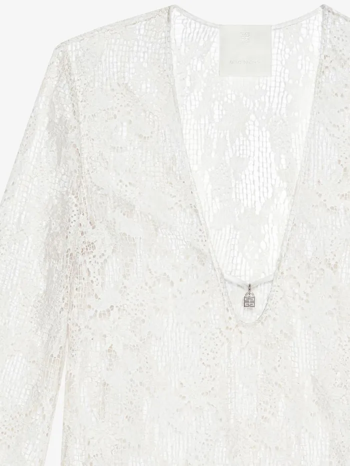 Dress In Lace With 4g Detail Ecru Women Givenchy Dresses
