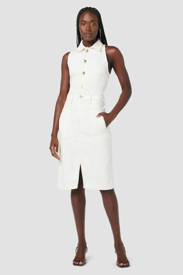 Dresses and Jumpsuits Women Hudson Jeans Halter Utility Dress Whisper White Dresses and Jumpsuits Women Hudson Jeans Halter Utility Dress Whisper White