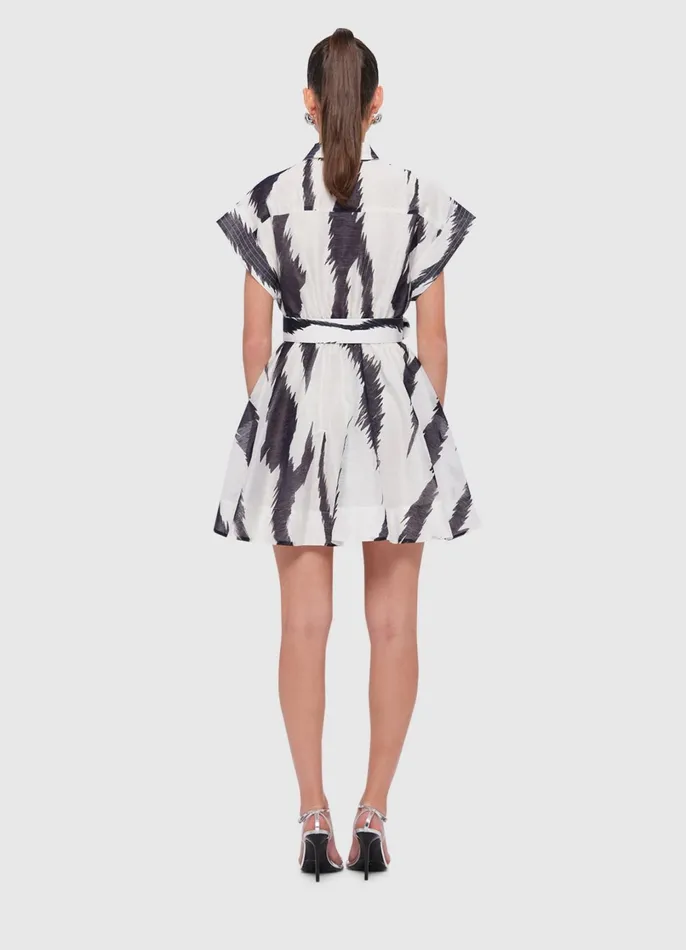Dresses and Jumpsuits Women LEO LIN Billie Pocket Shirt Mini Dress 8211 Tiger Print In White