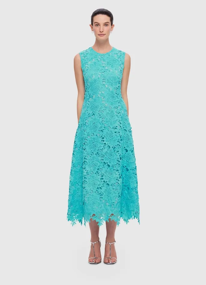 Dresses and Jumpsuits Women LEO LIN Cleo Lace Sleeveless Midi Dress 8211 Turquoise