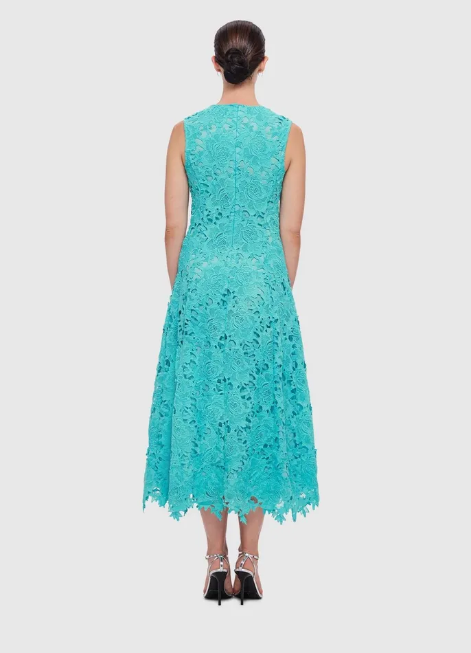 Dresses and Jumpsuits Women LEO LIN Cleo Lace Sleeveless Midi Dress 8211 Turquoise