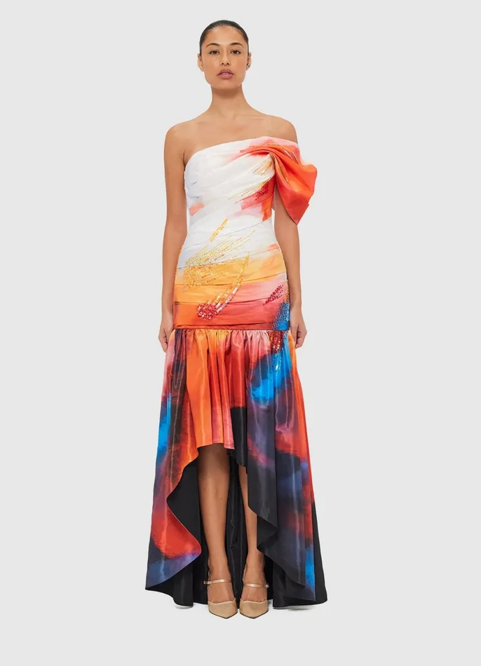 Dresses and Jumpsuits Women LEO LIN Elsa One Shoulder Gown 8211 Reminiscence Print