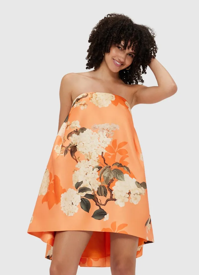 Dresses and Jumpsuits Women LEO LIN Fay Mini Dress 8211 Hydrangea Print In Tangerine