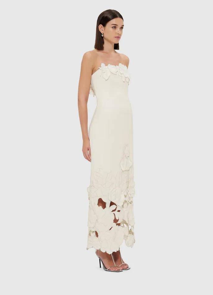 Dresses and Jumpsuits Women LEO LIN Rayna Appliqu Bustier Maxi Dress 8211 Vanilla
