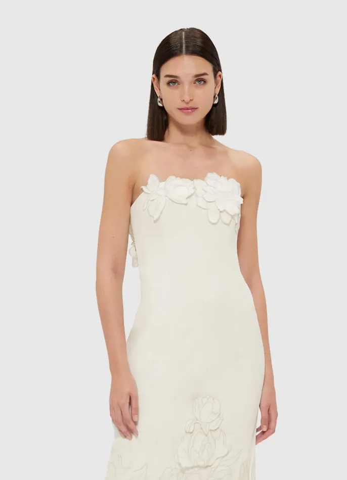 Dresses and Jumpsuits Women LEO LIN Rayna Appliqu Bustier Maxi Dress 8211 Vanilla