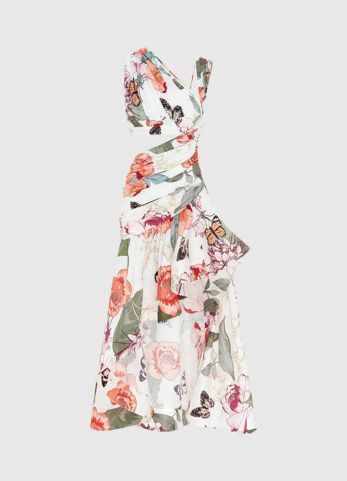 Dresses and Jumpsuits Women LEO LIN Tyler Asymmetric Gown 8211 Lush Print In White Dresses and Jumpsuits Women LEO LIN Tyler Asymmetric Gown 8211 Lush Print In White