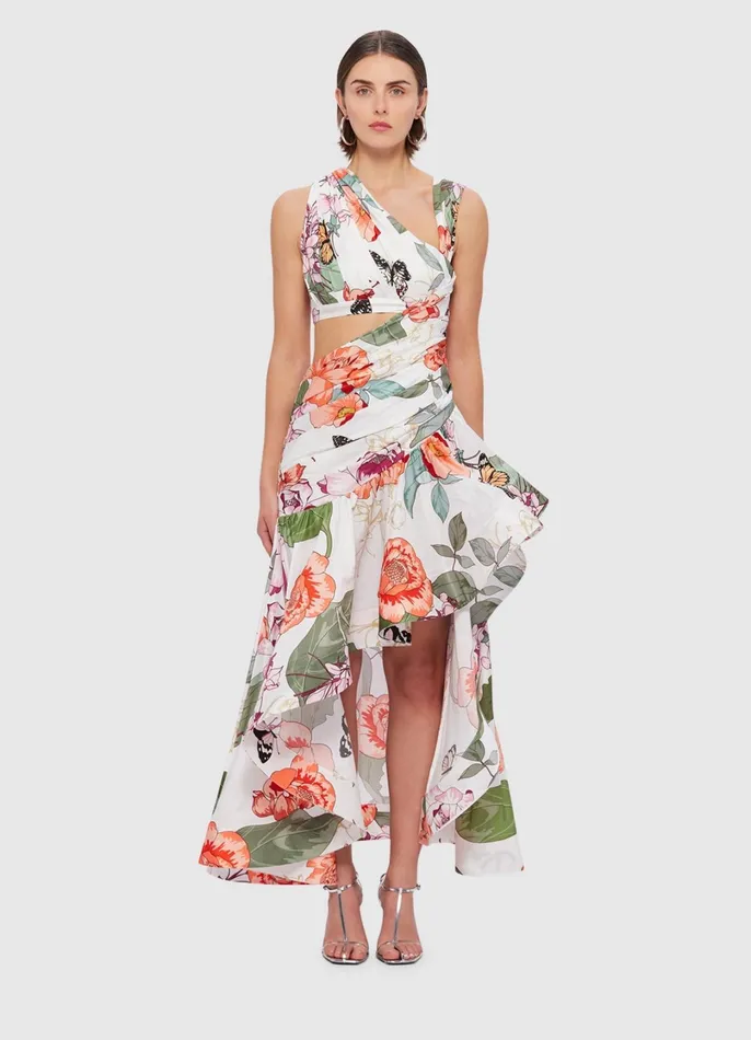 Dresses and Jumpsuits Women LEO LIN Tyler Asymmetric Gown 8211 Lush Print In White