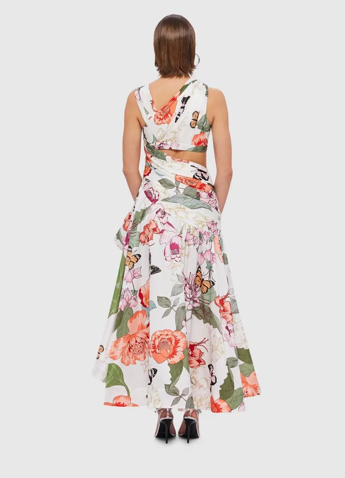 Dresses and Jumpsuits Women LEO LIN Tyler Asymmetric Gown 8211 Lush Print In White