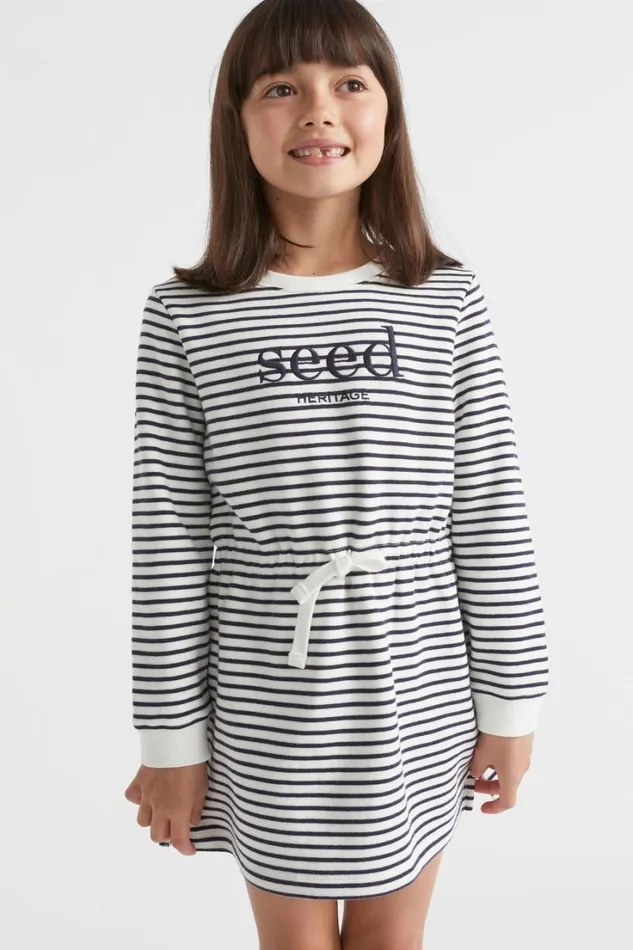 Dresses Girl Seed Heritage Core Logo Dress Midnight Stripe