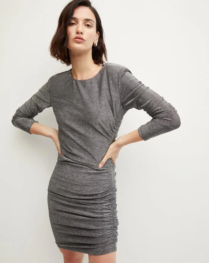 Dresses Shop Veronica Beard Cyrus Metallic Dress Gunmetal