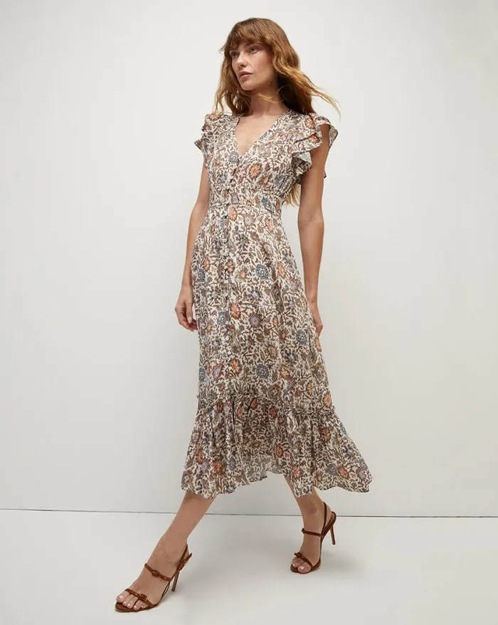 Dresses Shop Veronica Beard Dolci Floral Dress Ecru Multi