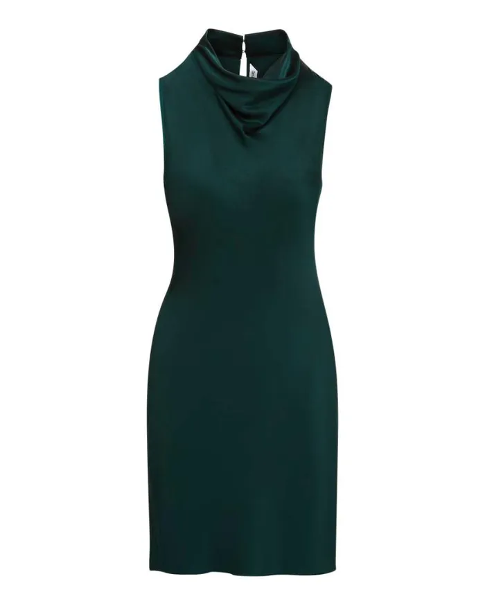 Dresses Shop Veronica Beard Maelle StretchSilk Charmeuse Minidress Pine