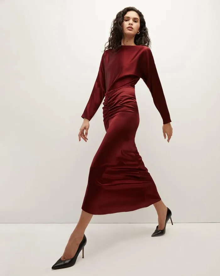 Dresses Shop Veronica Beard Sabri StretchSilk Charmeuse Dress Maroon