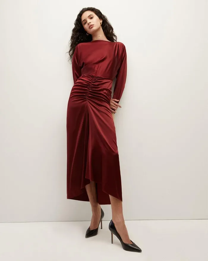 Dresses Shop Veronica Beard Sabri StretchSilk Charmeuse Dress Maroon