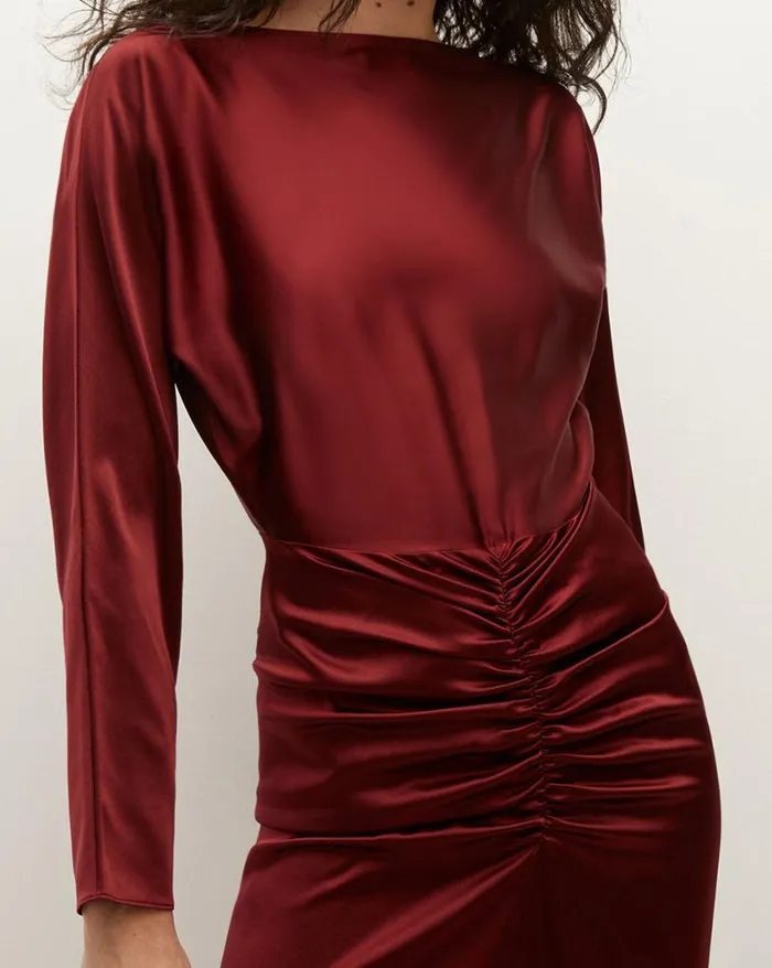 Dresses Shop Veronica Beard Sabri StretchSilk Charmeuse Dress Maroon