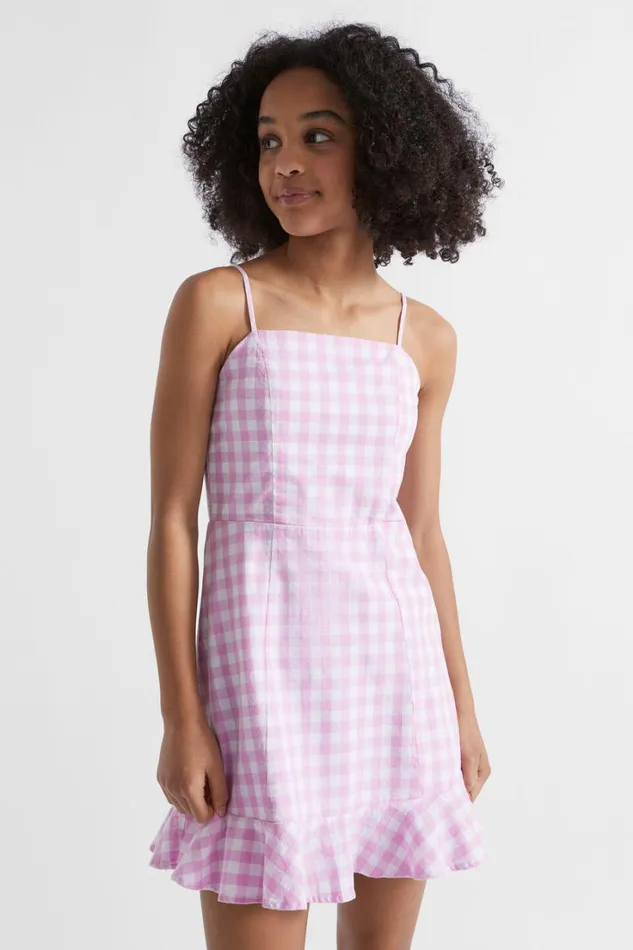 Dresses Teen Girl Seed Heritage Check Frill Dress Soft Orchid