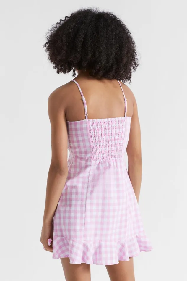 Dresses Teen Girl Seed Heritage Check Frill Dress Soft Orchid