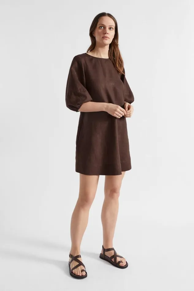 Dresses Woman Seed Heritage Core Linen Mini Dress Deep Raisin