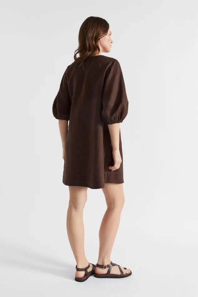 Dresses Woman Seed Heritage Core Linen Mini Dress Deep Raisin