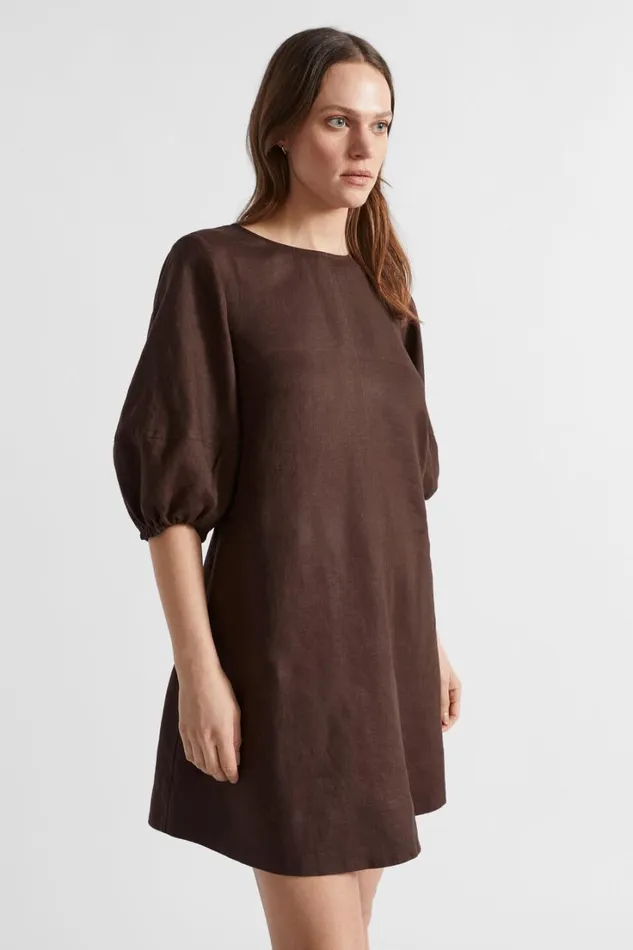 Dresses Woman Seed Heritage Core Linen Mini Dress Deep Raisin