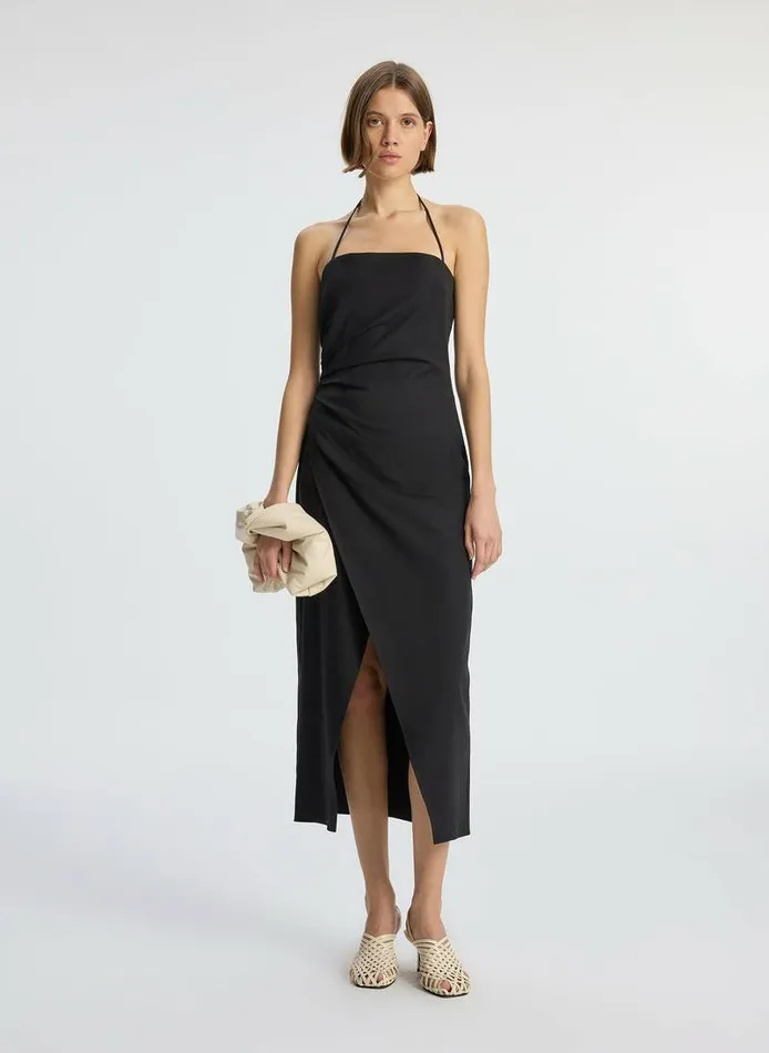 Dresses Women ALC Charlotte Cotton Midi Dress Black Dresses Women ALC Charlotte Cotton Midi Dress Black
